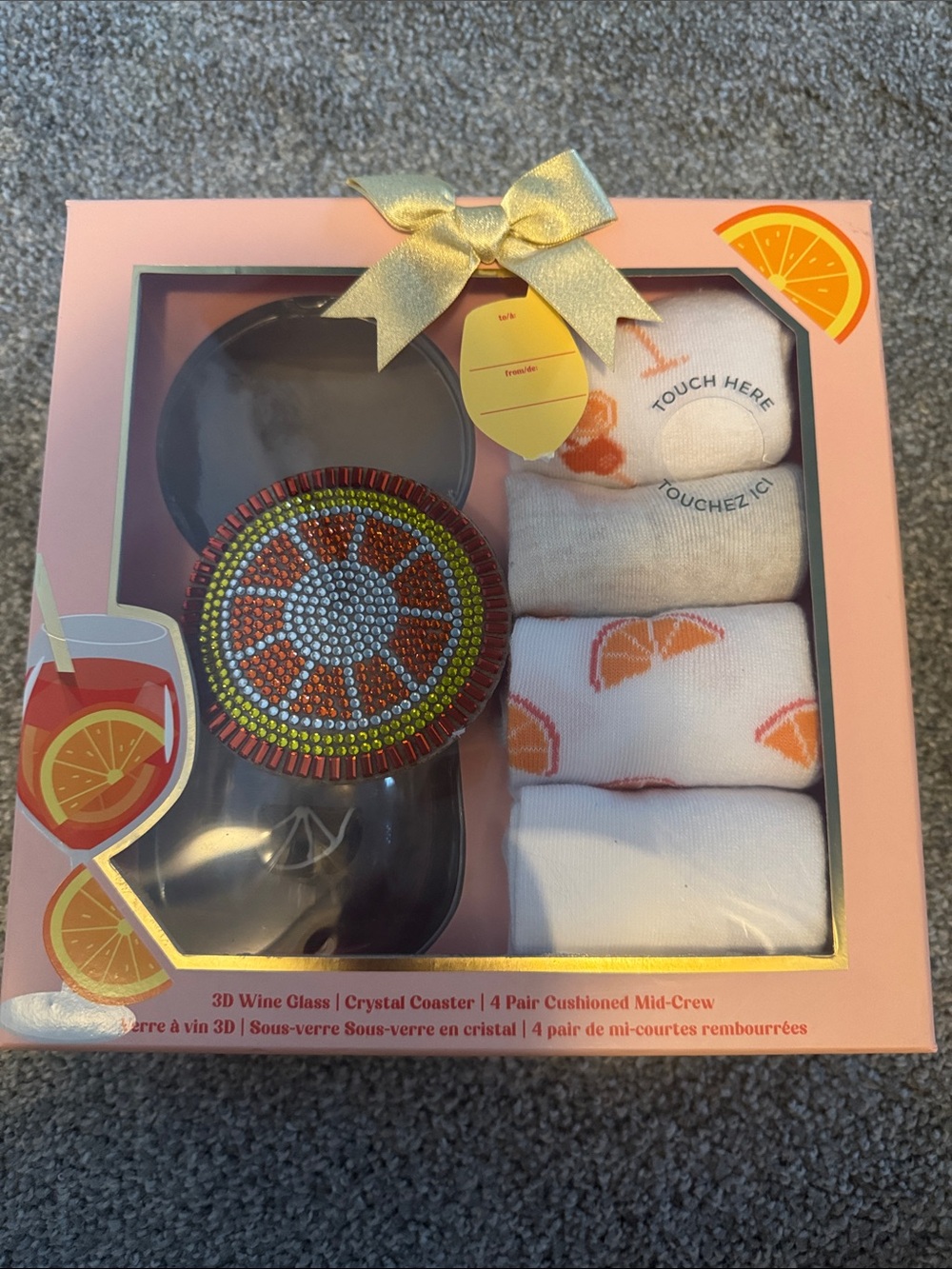 Spritz White & Peach Orange Slice Cozy Sock Gift Set